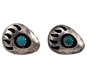 sterling silver two-tone turquoise bear paw post earrings