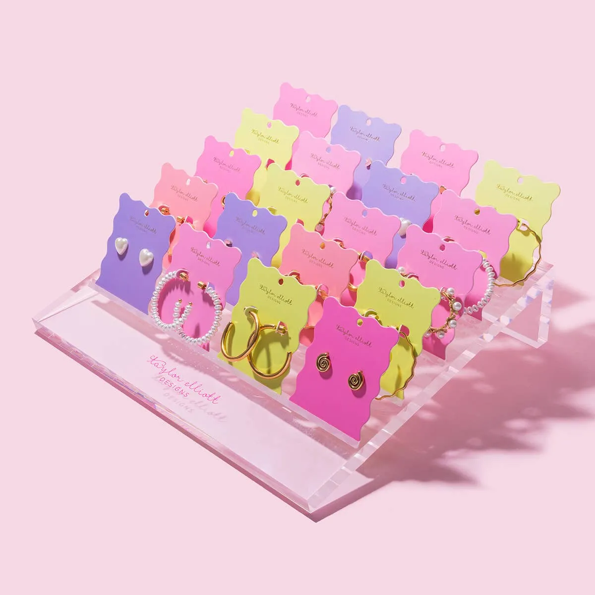 Stud Earrings - X & O w/ Pink   Ruby Red Gems - Matilda