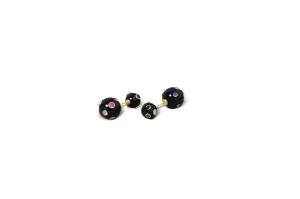 Studio Tara   I   Dali 18K Yellow Gold With Multicolour Sapphire And Gold Black Corian Orb Earrings