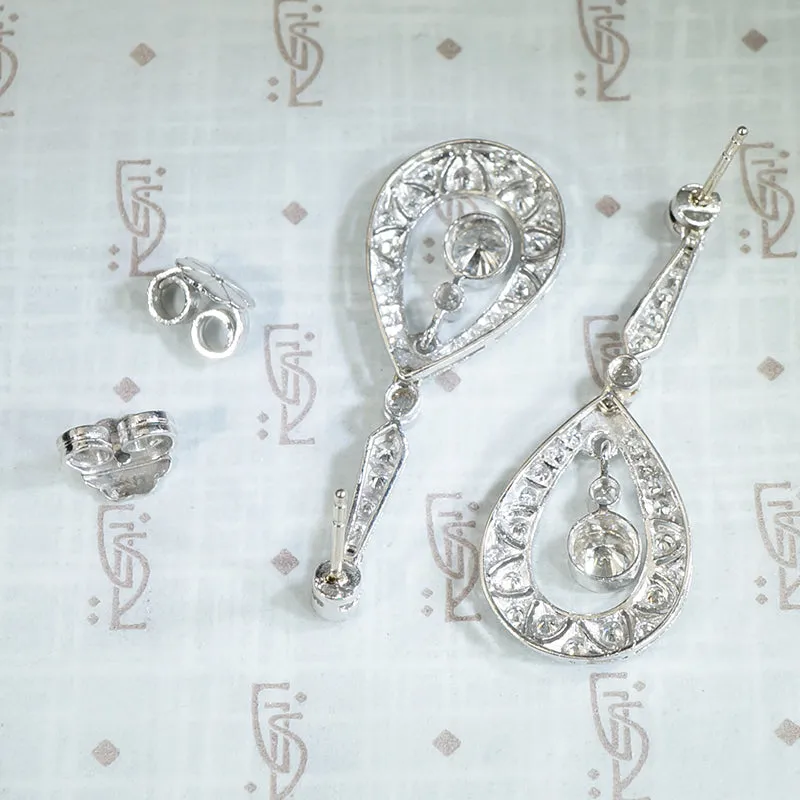 Stunning Platinum and Diamond Drop Earrings