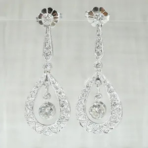Stunning Platinum and Diamond Drop Earrings