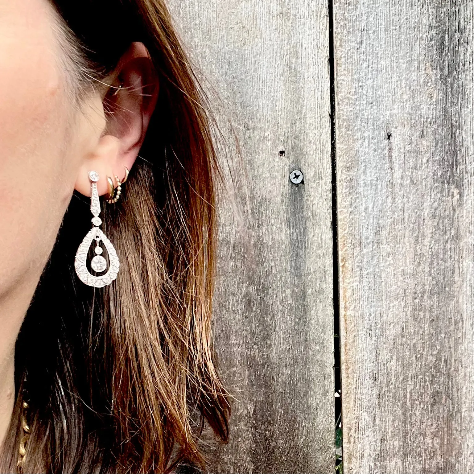 Stunning Platinum and Diamond Drop Earrings