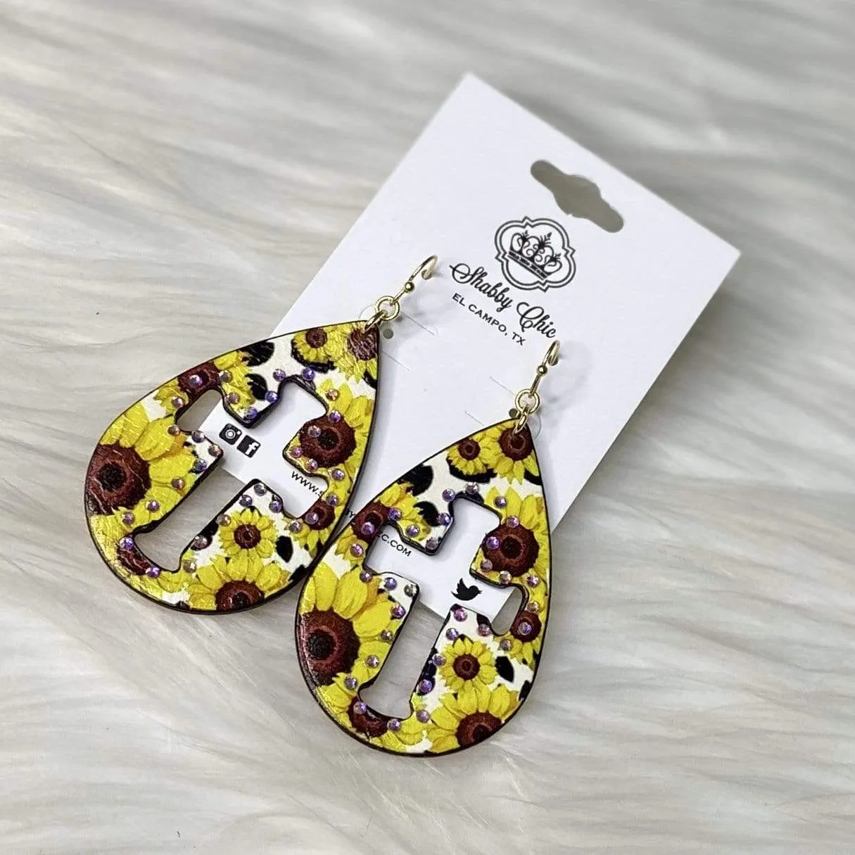 Sunflower Cross Earrings