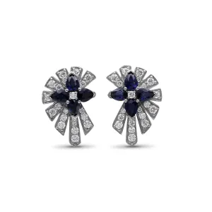 Sunray Sapphire 1.17ct and Diamond 0.58ct Earring in 18K Gold