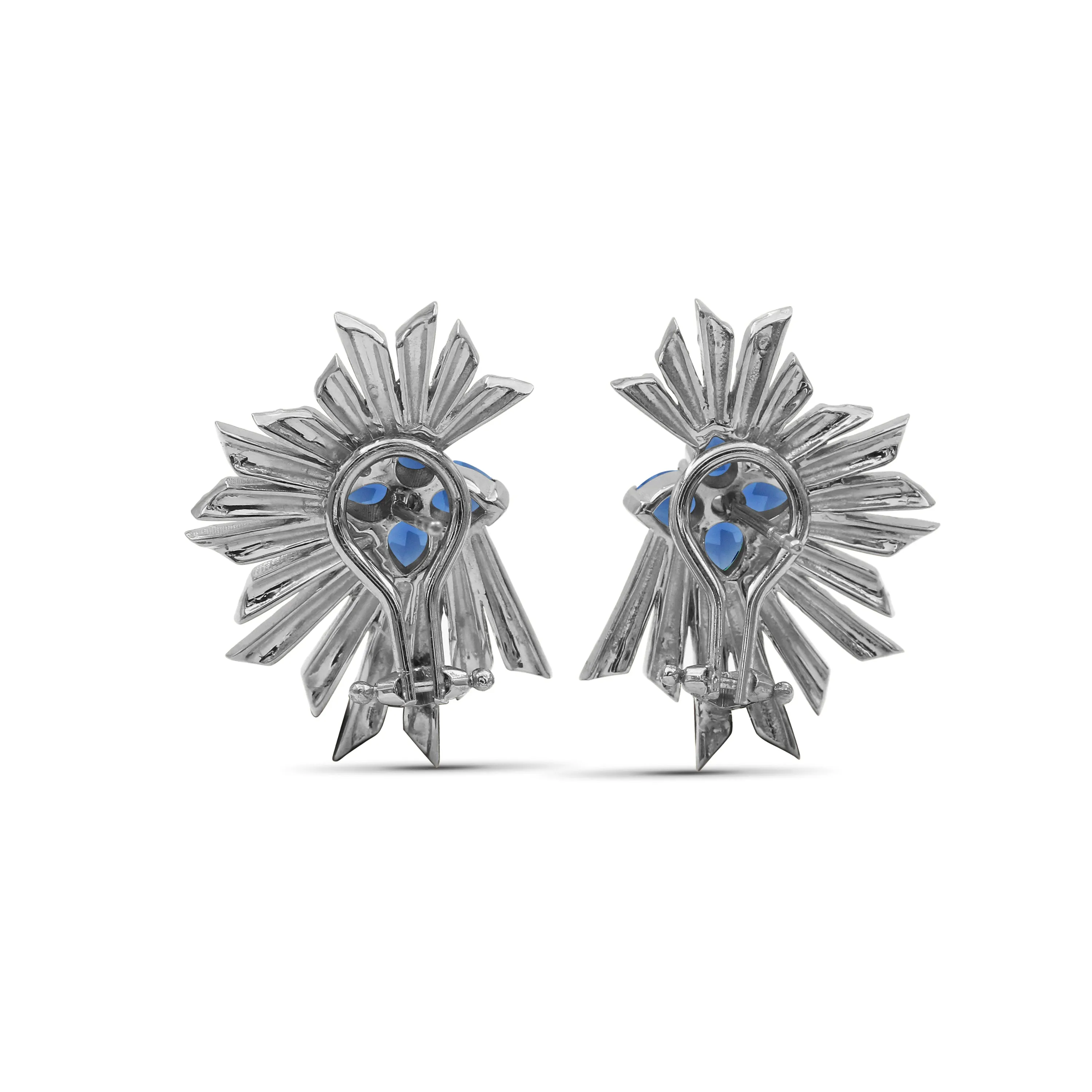 Sunray Sapphire 1.60ct and Diamond 1.85ct Earring in 18K Gold