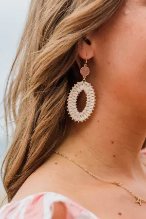 Sweetest Sunsets Gold Woven Dangle Earrings- Ivory