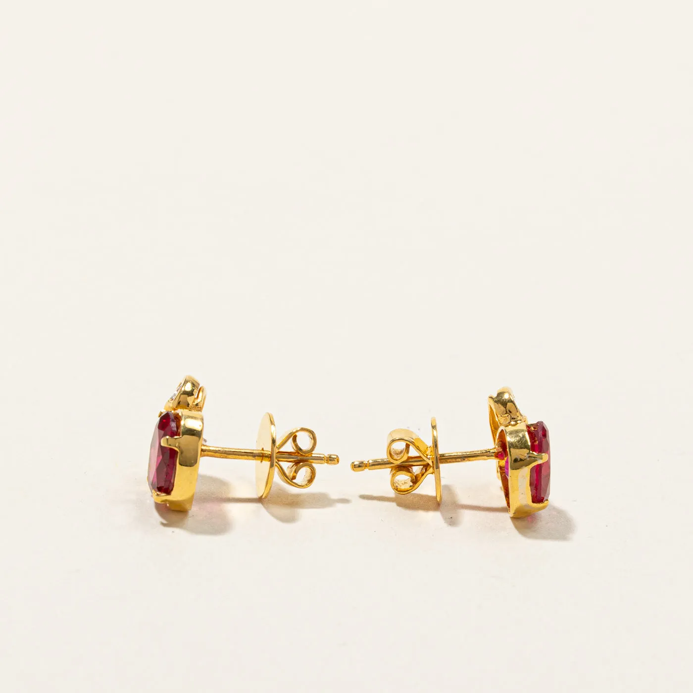 Synthetic Ruby & Diamond Studs | 3.00ctw | 0.20ctw |