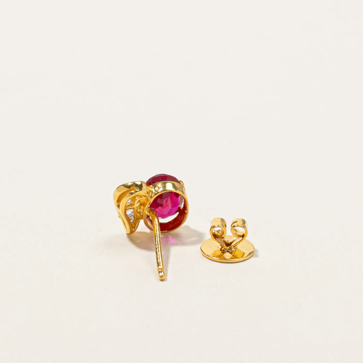 Synthetic Ruby & Diamond Studs | 3.00ctw | 0.20ctw |