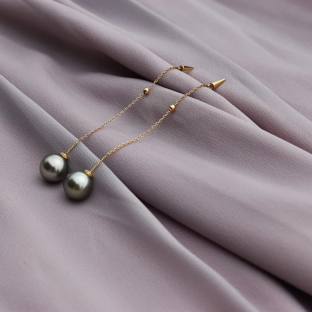 Tahitian Pearl Dangling Earrings
