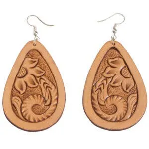 TE-01 - Tooled Pear Drop Earrings -Surgical Steel