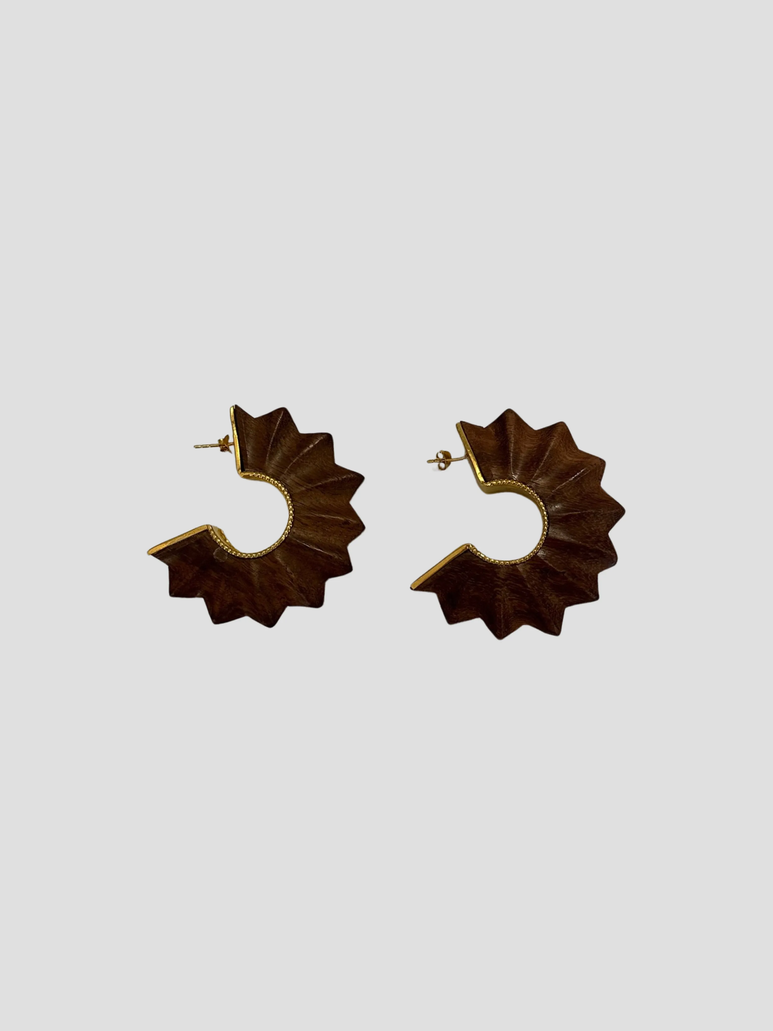 Teak Earring Trim with Gold