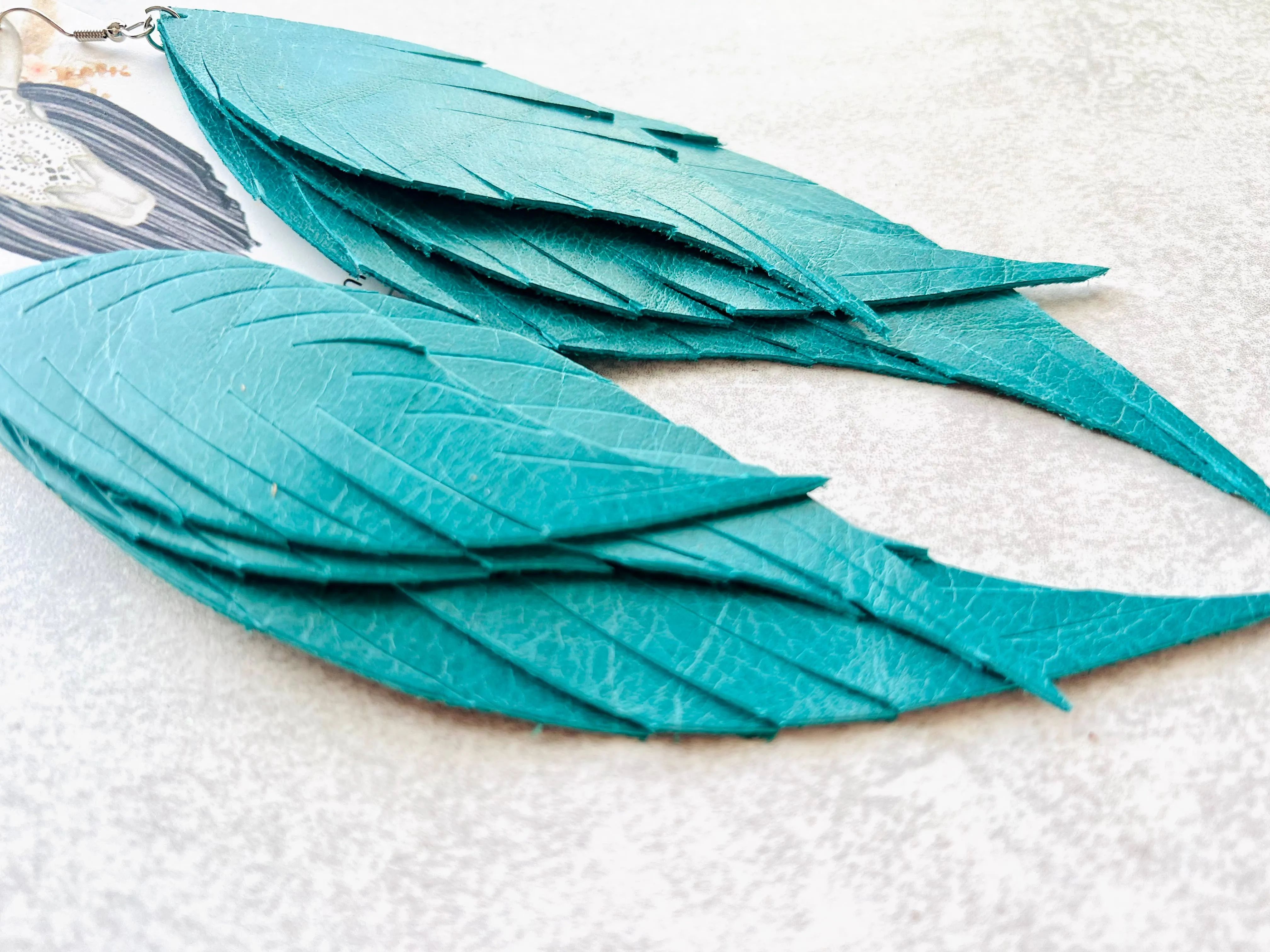Teal 4' Fringed in Faith Dawson Fringe Feather
