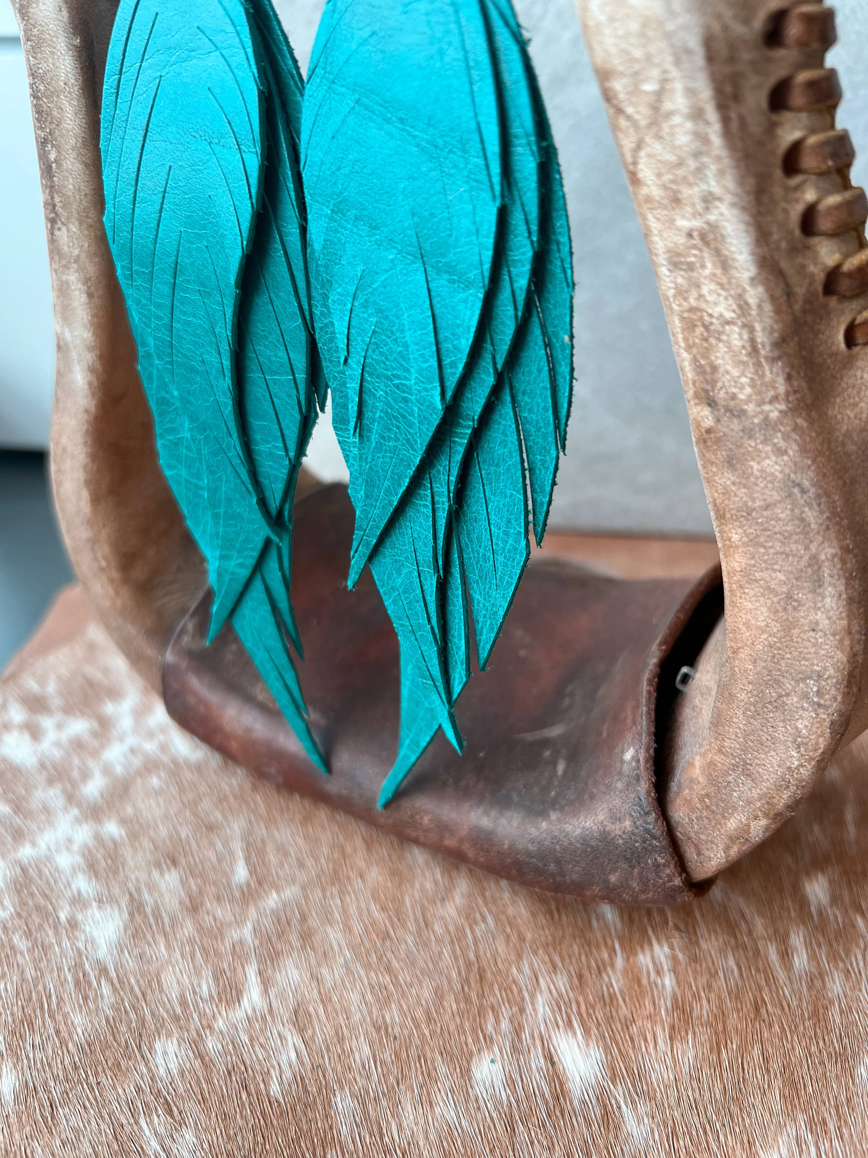 Teal 4' Fringed in Faith Dawson Fringe Feather