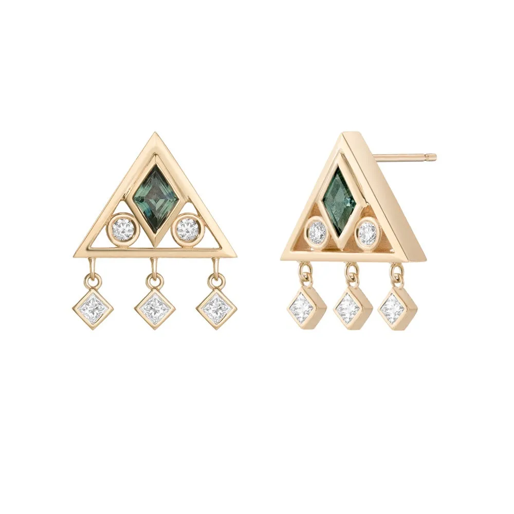 Teal Sapphire Muska Earrings