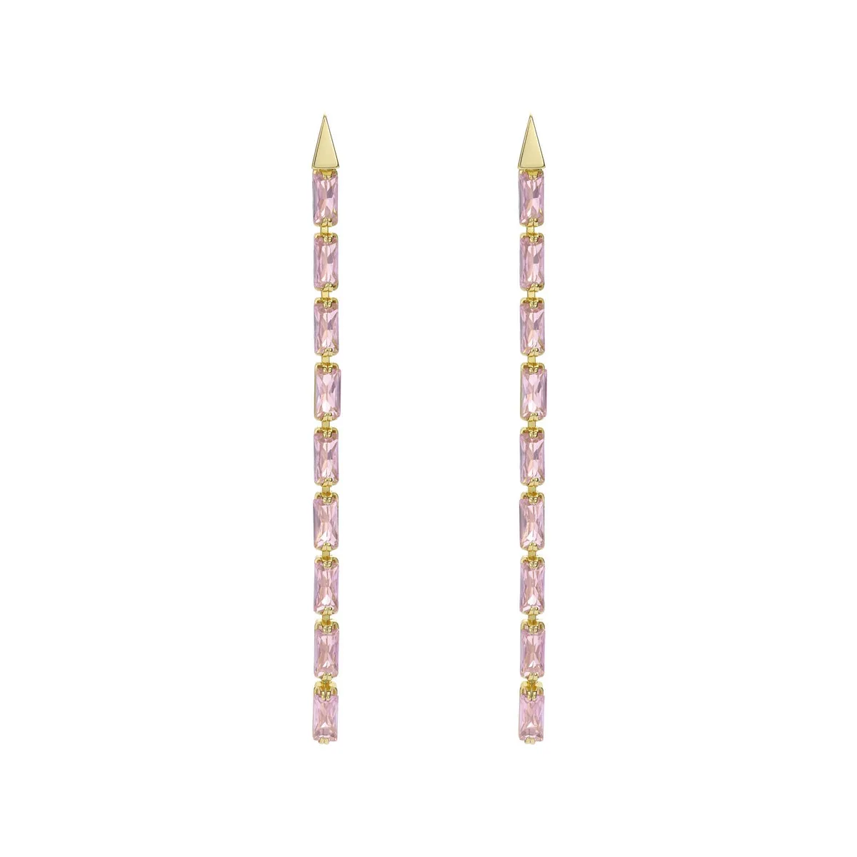ted baker isalie: crystal baguette slinky drop earrings gold tone, pink crystal