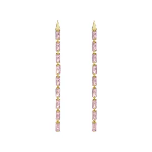 ted baker isalie: crystal baguette slinky drop earrings gold tone, pink crystal