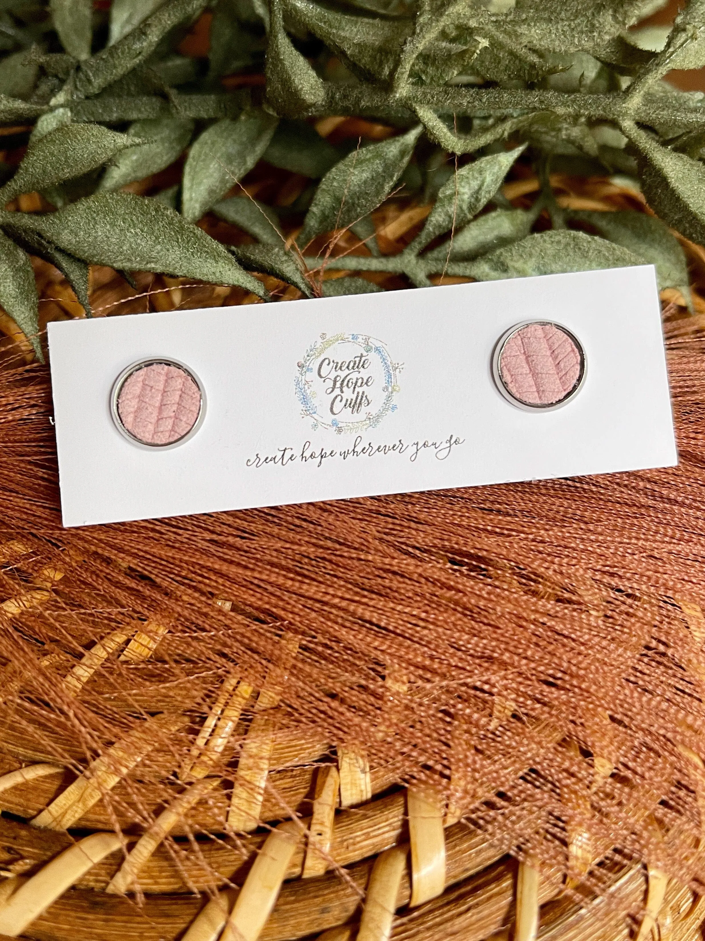 Textured STUD | 10mm | 12 Colors | Leather Earrings, Hypoallergenic