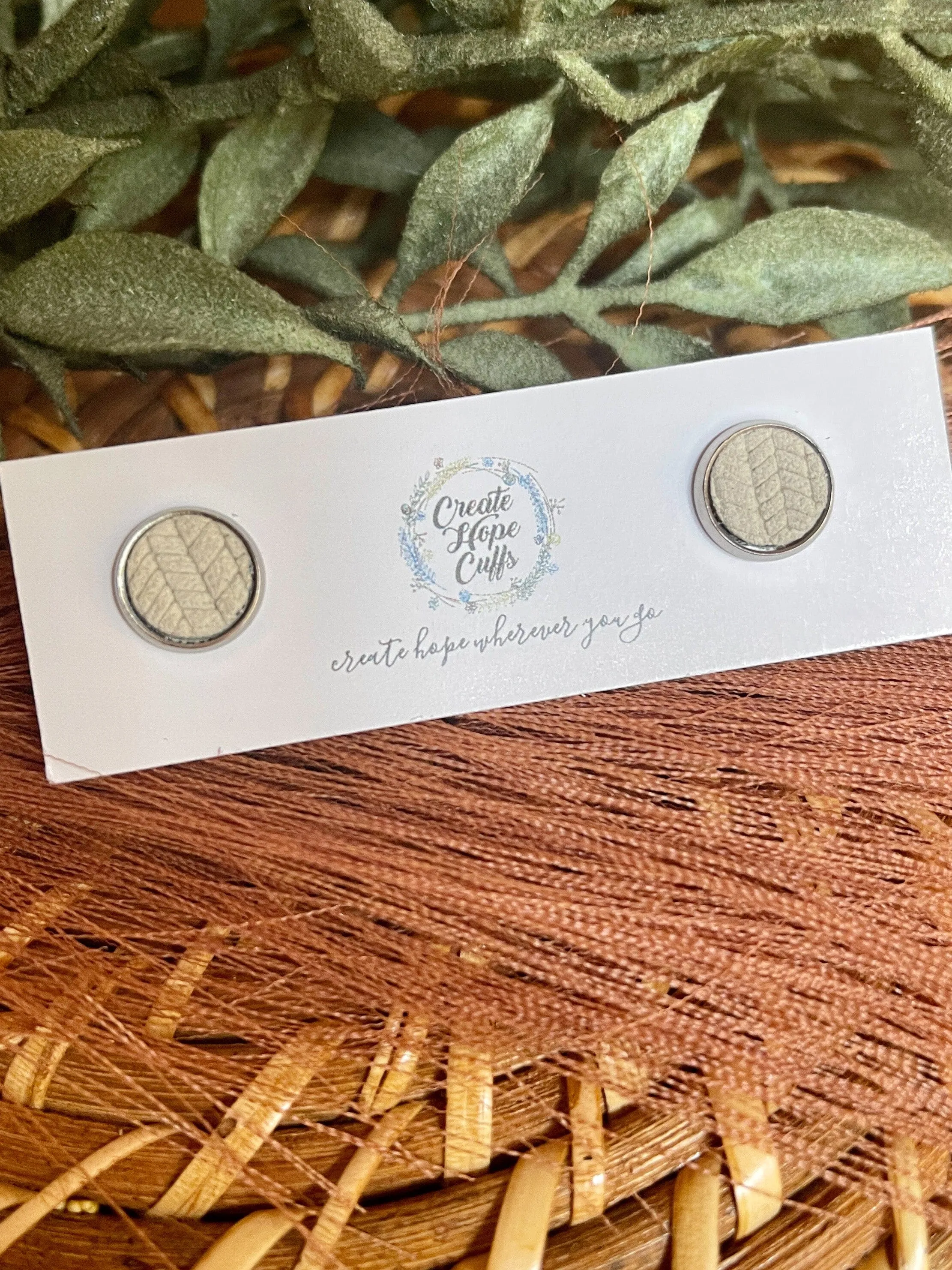 Textured STUD | 10mm | 12 Colors | Leather Earrings, Hypoallergenic