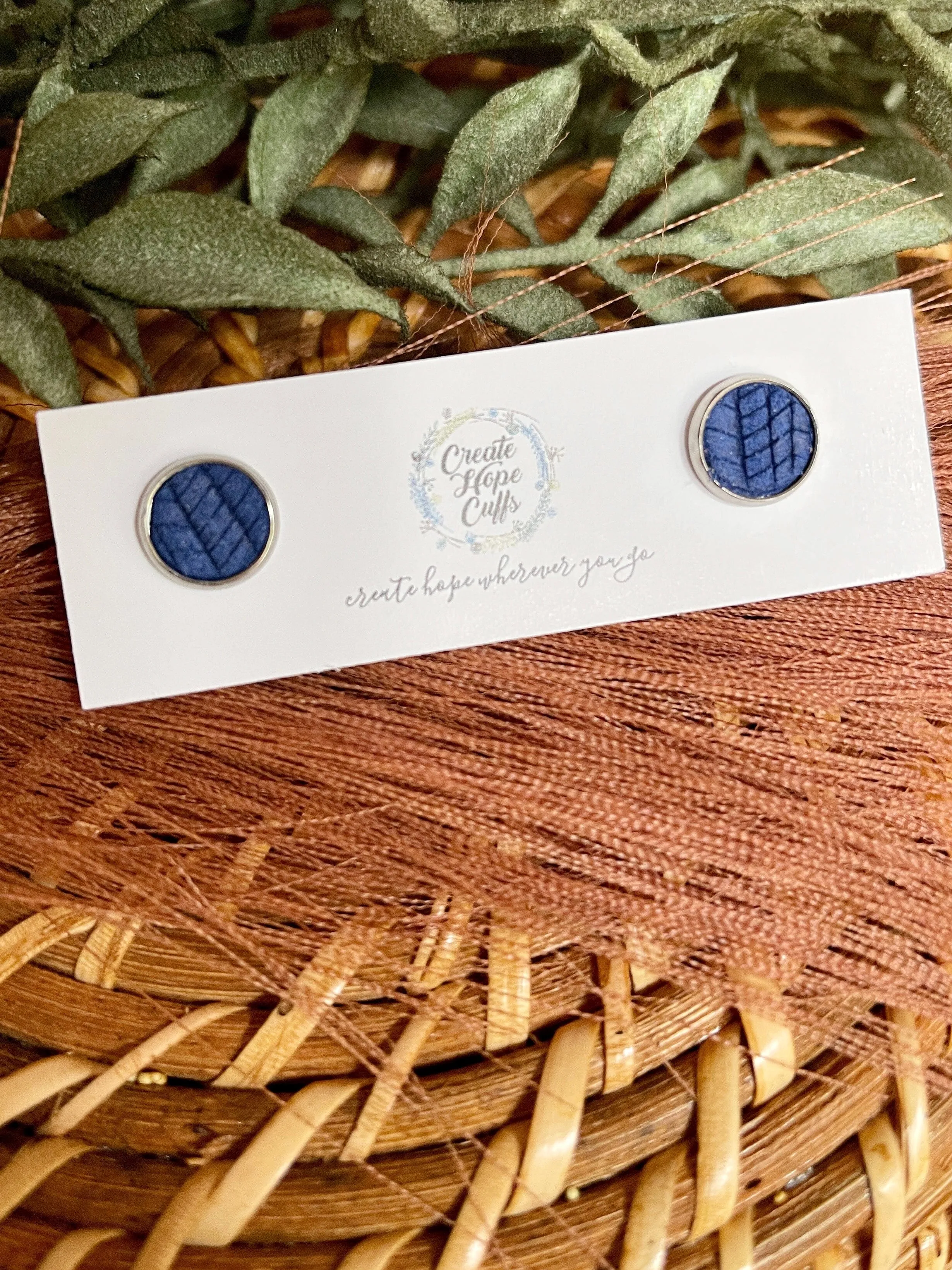 Textured STUD | 10mm | 12 Colors | Leather Earrings, Hypoallergenic