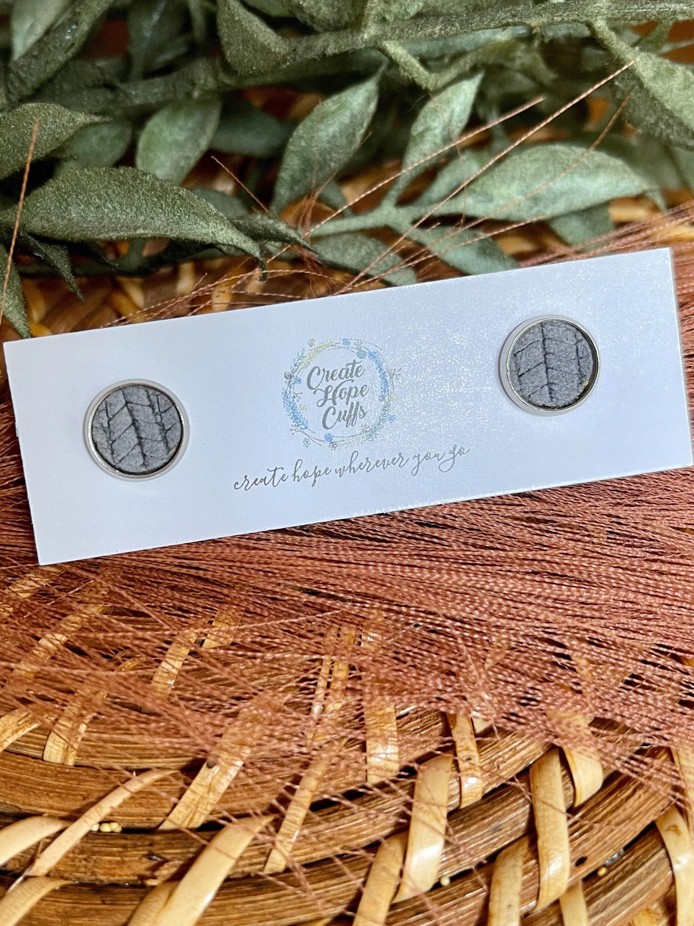 Textured STUD | 10mm | 12 Colors | Leather Earrings, Hypoallergenic