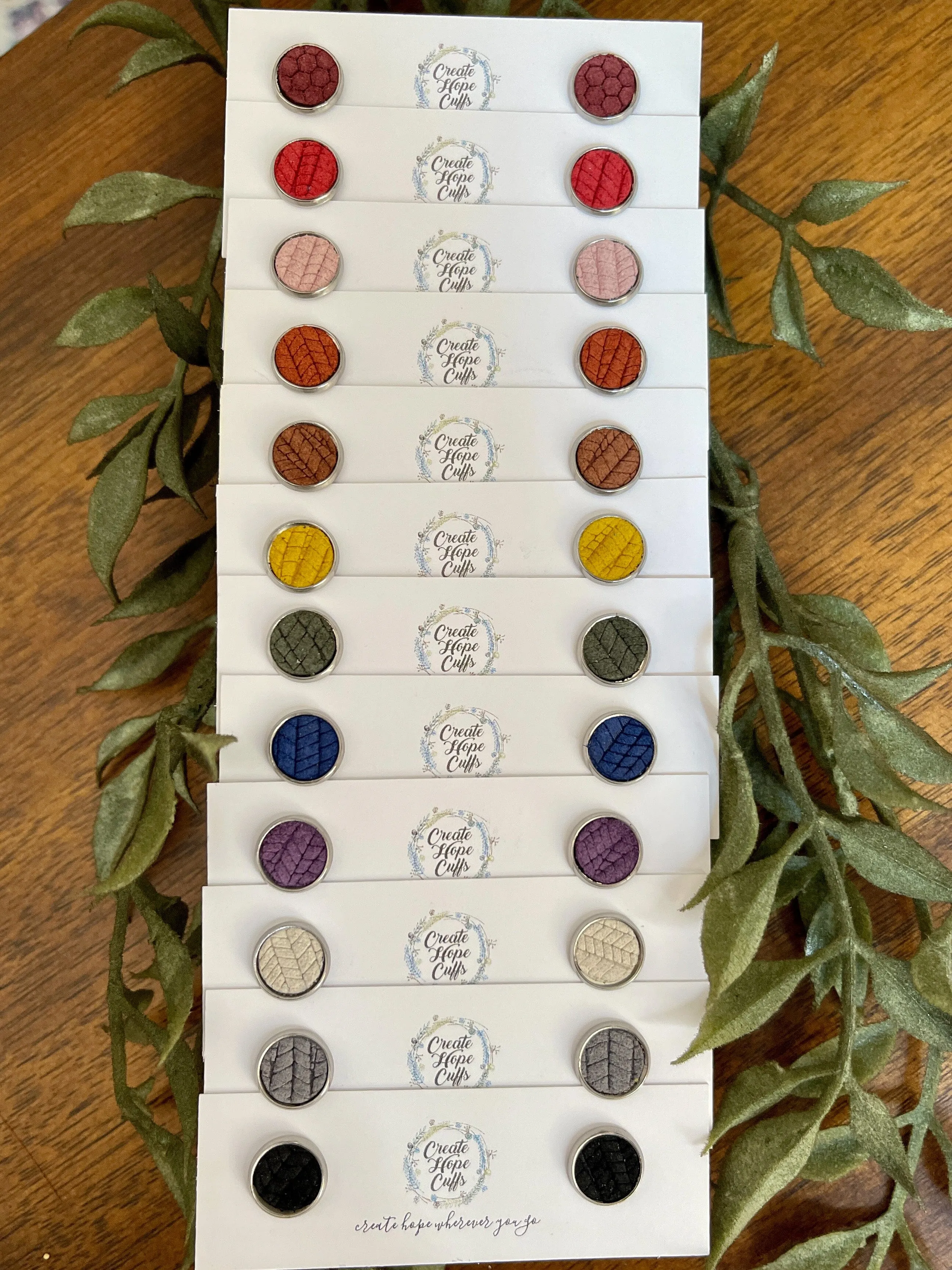 Textured STUD | 10mm | 12 Colors | Leather Earrings, Hypoallergenic