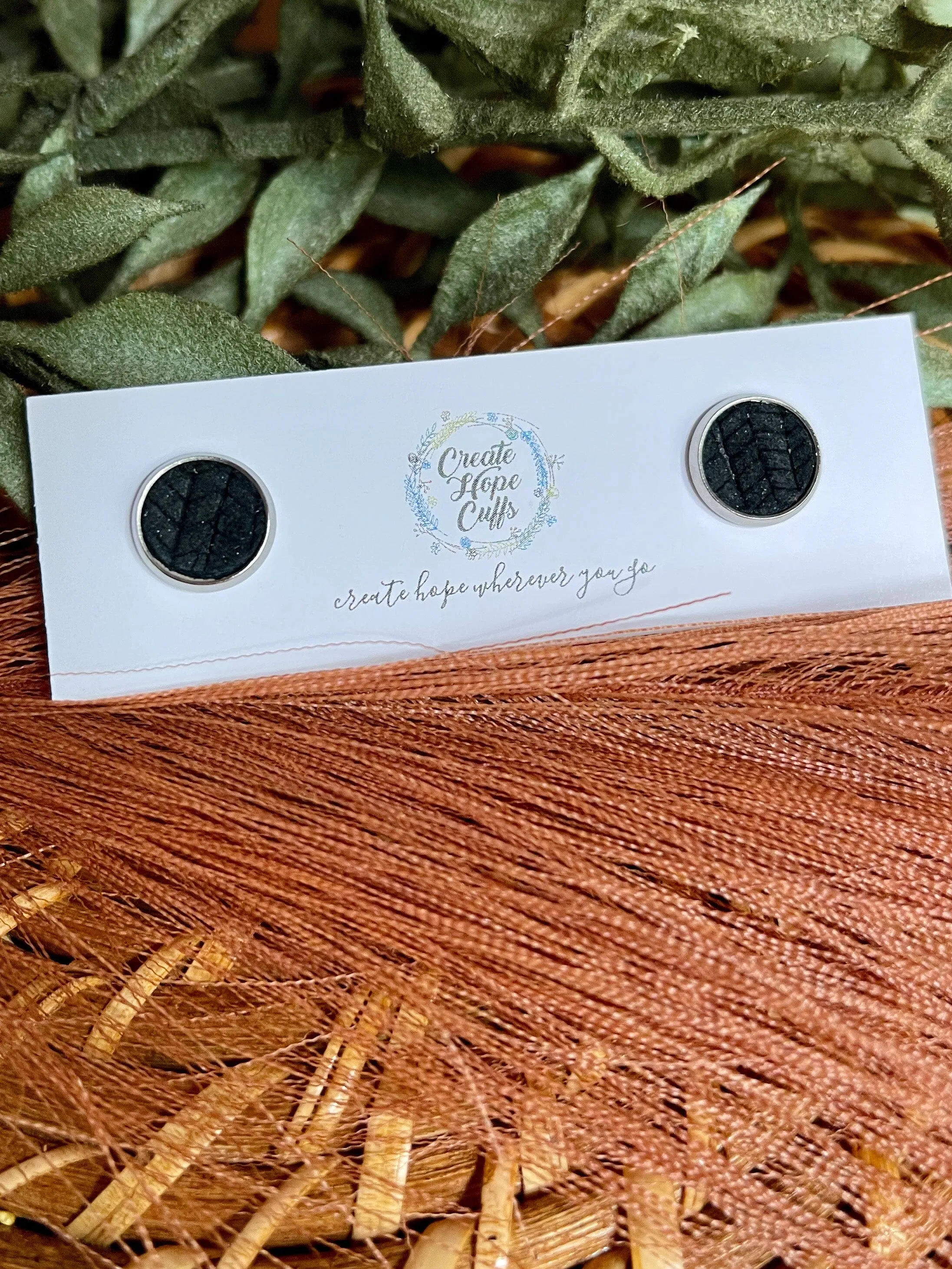 Textured STUD | 10mm | 12 Colors | Leather Earrings, Hypoallergenic