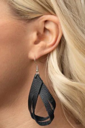 That's a STRAP - Black - Leather Teardrop Loop Paparazzi Fishhook Earrings