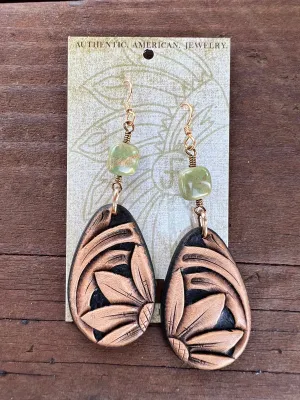 The Kingman Turquoise and Tooled Leather Earrings