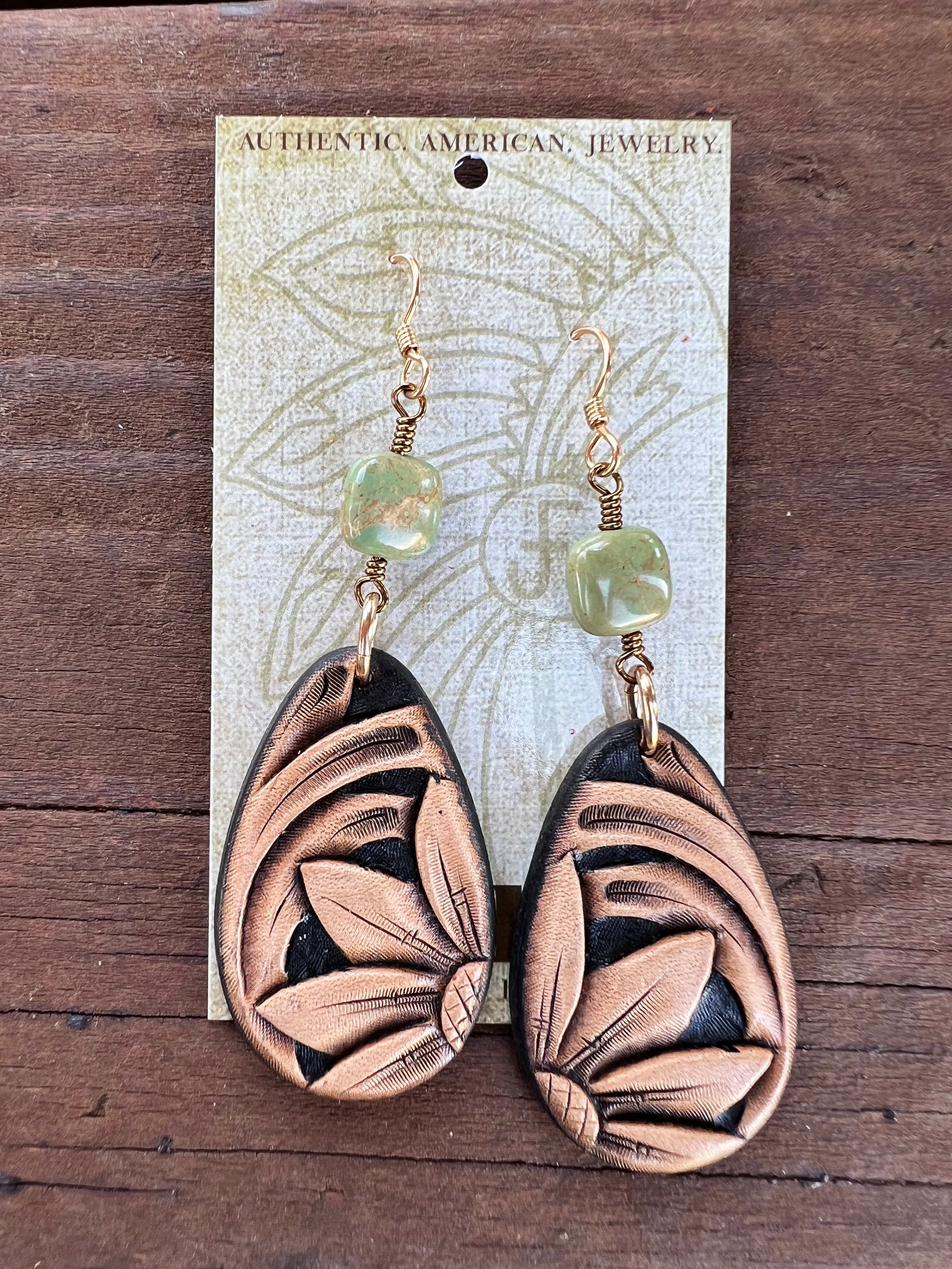 The Kingman Turquoise and Tooled Leather Earrings