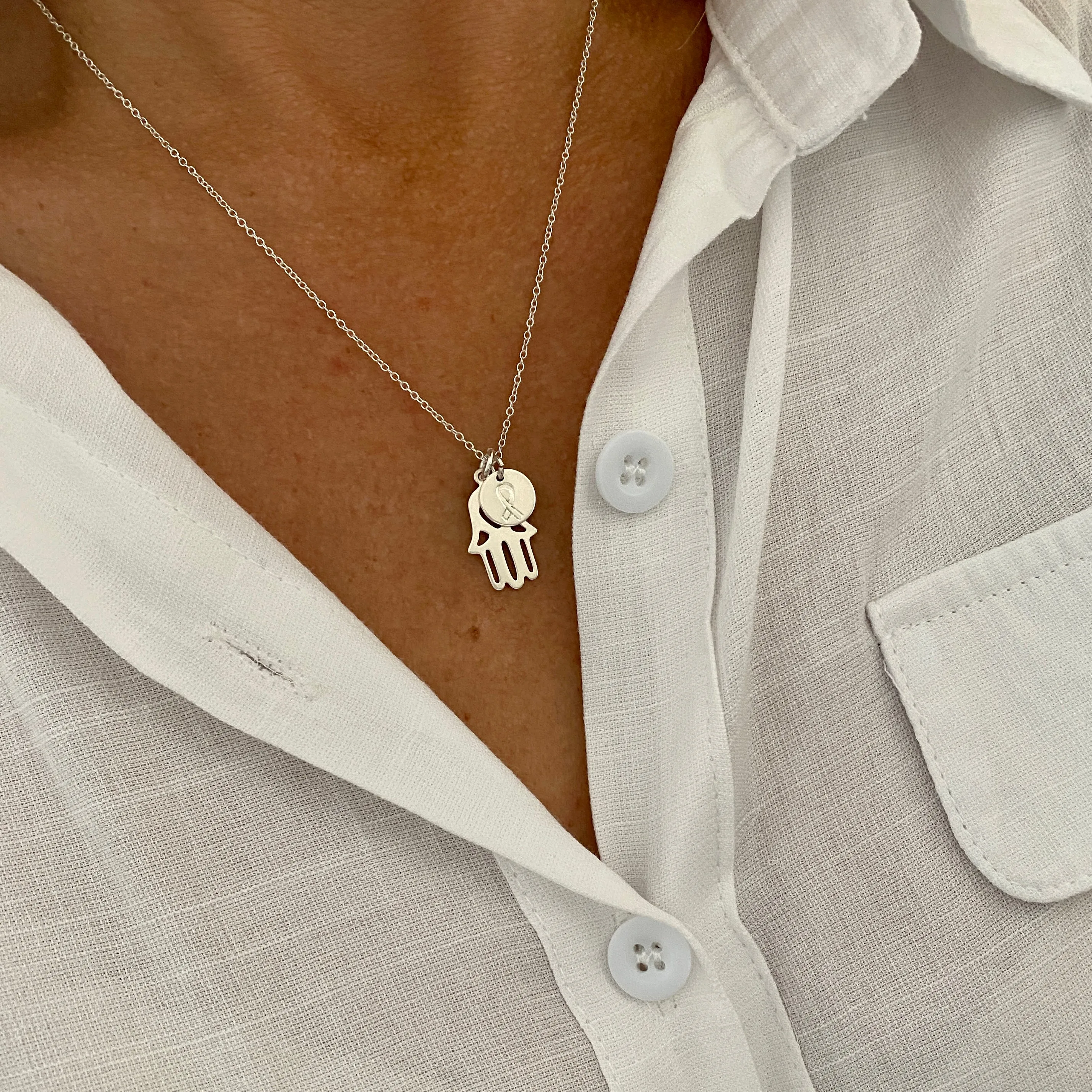 The Lynn | Hamsa & Ribbon Necklace (Available in Gold or Silver)