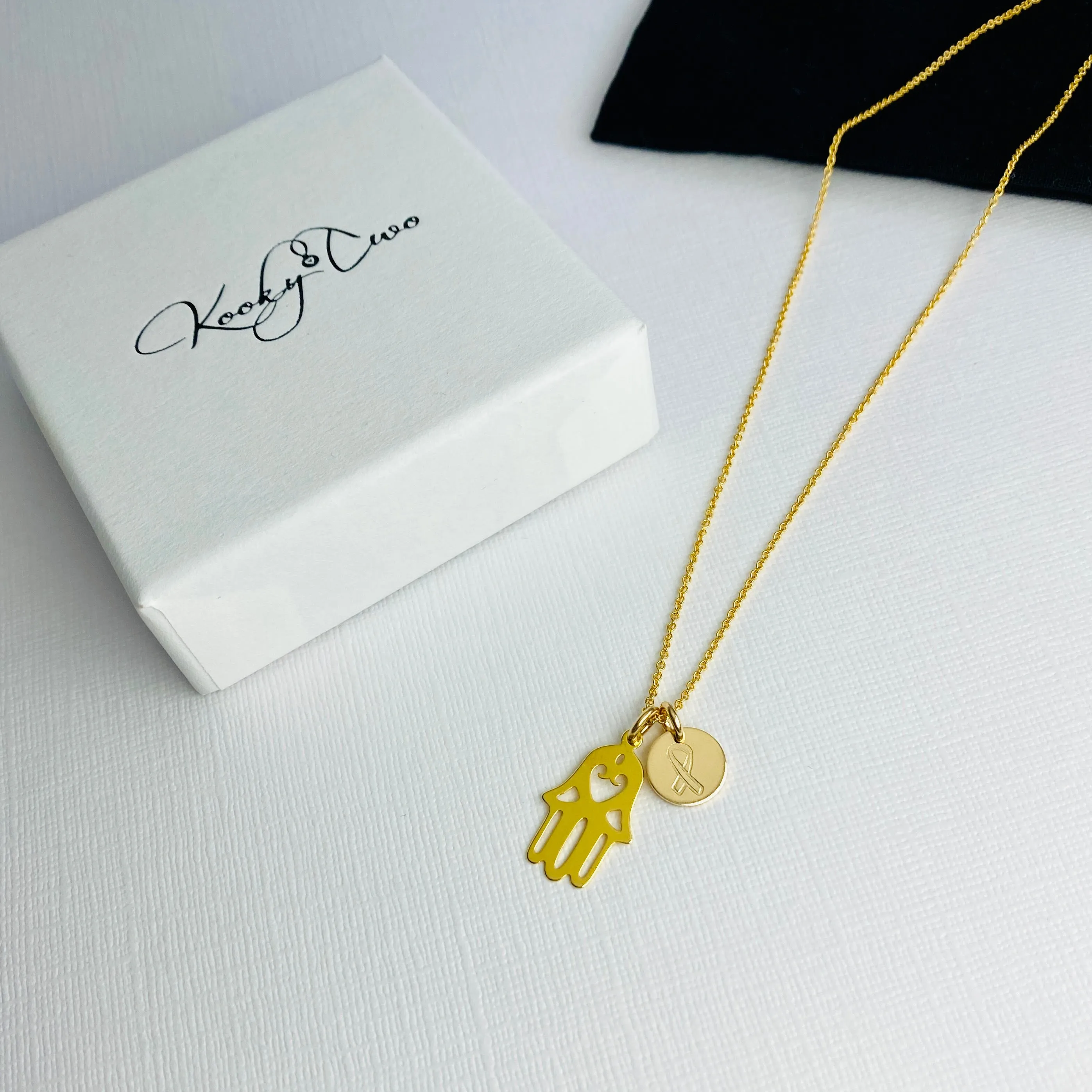 The Lynn | Hamsa & Ribbon Necklace (Available in Gold or Silver)