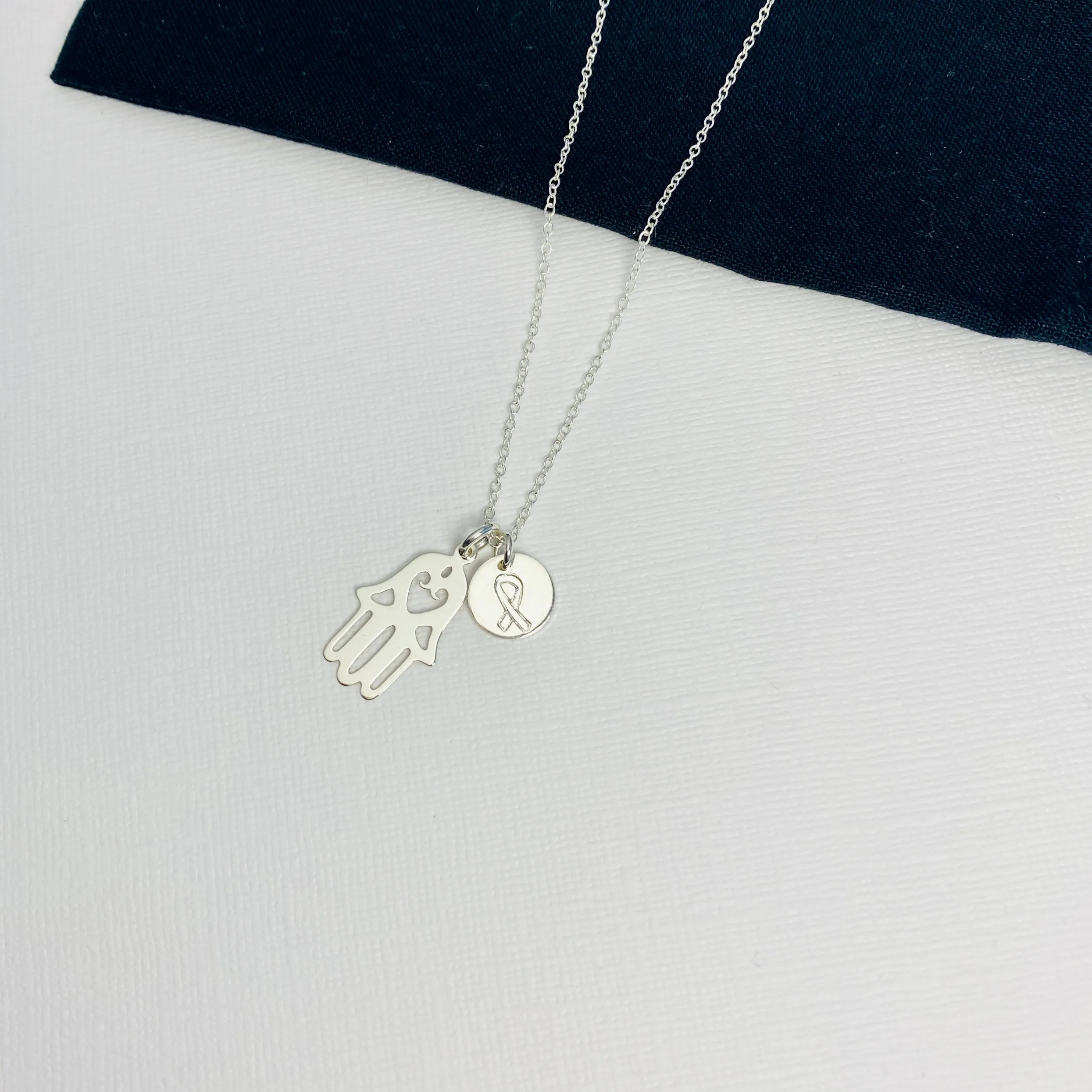 The Lynn | Hamsa & Ribbon Necklace (Available in Gold or Silver)