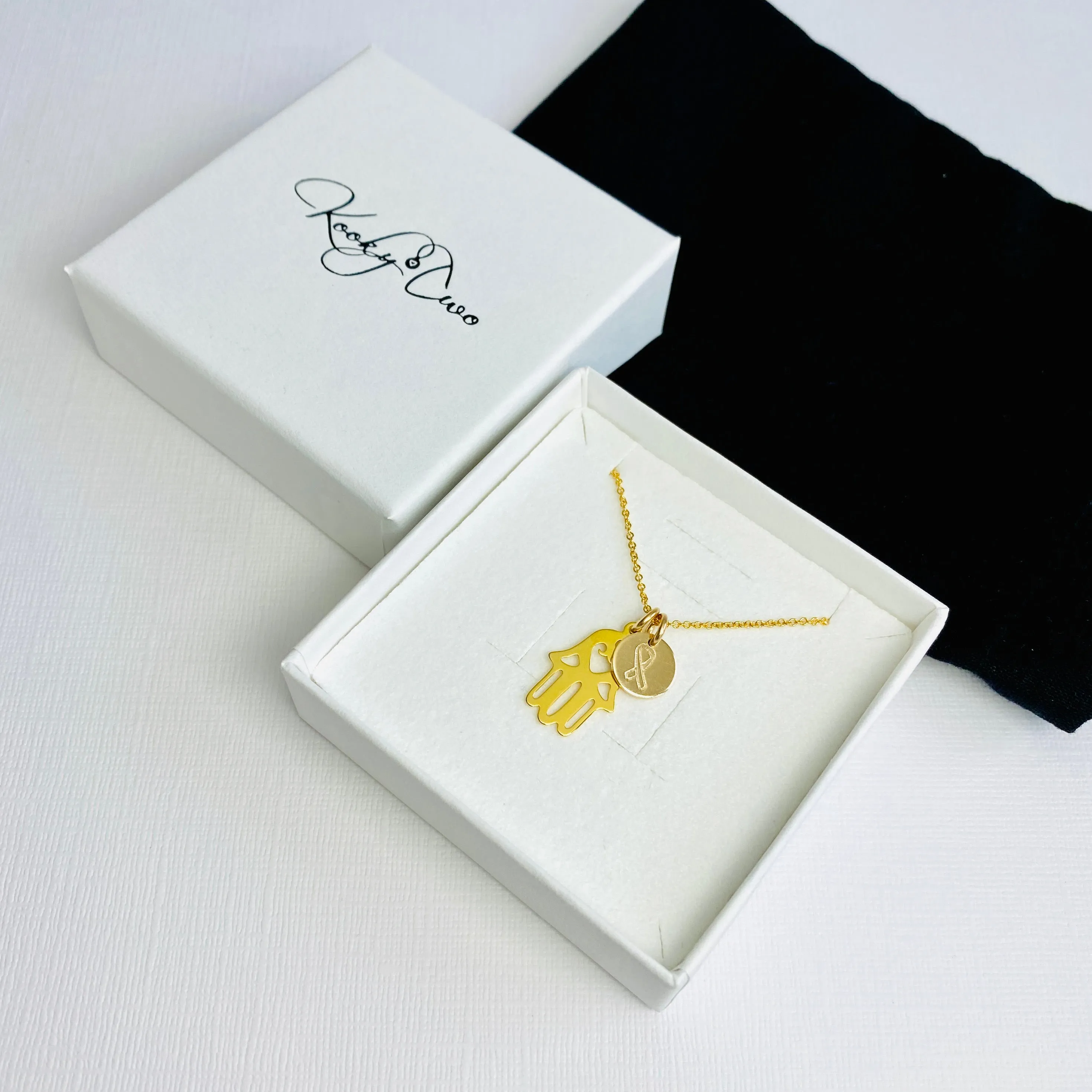The Lynn | Hamsa & Ribbon Necklace (Available in Gold or Silver)