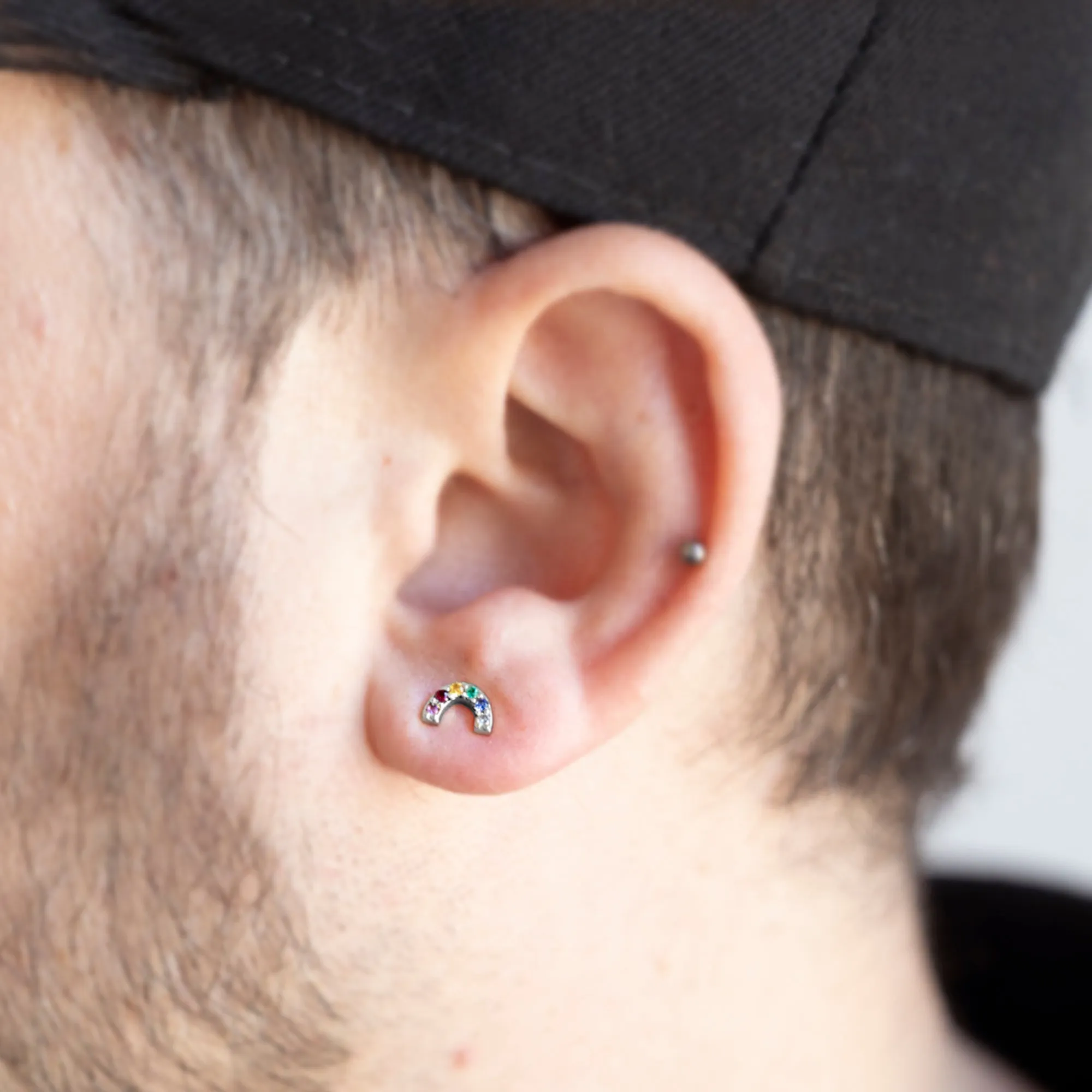 The Rainbow Sapphire Stud Earrings | 14K White Gold