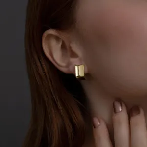 Thick Square Huggie Hoop Earrings - 18K Gold Vermeil