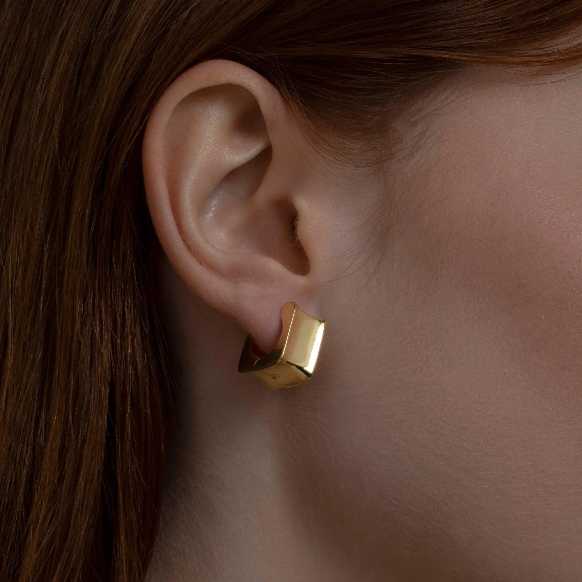 Thick Square Huggie Hoop Earrings - 18K Gold Vermeil