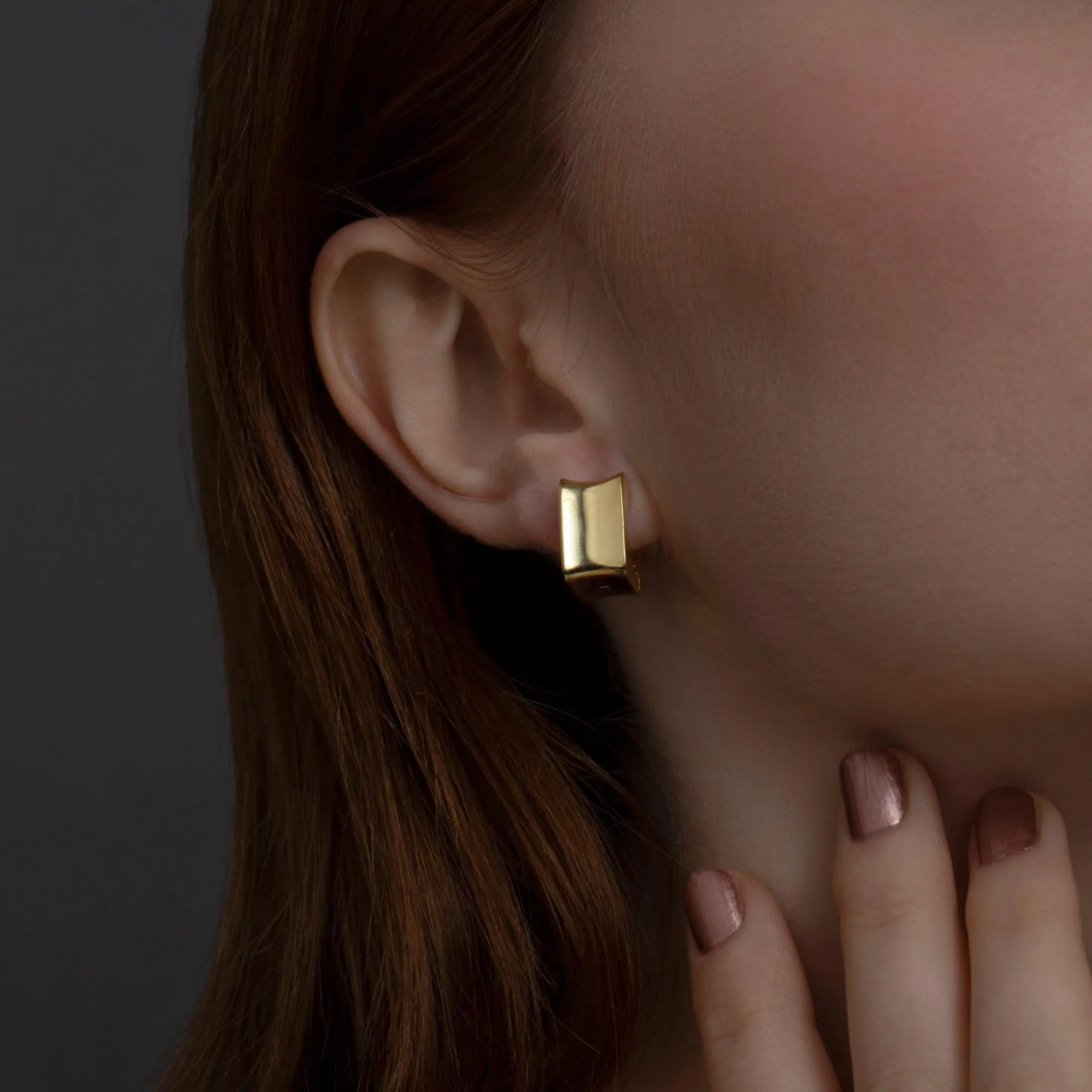 Thick Square Huggie Hoop Earrings - 18K Gold Vermeil