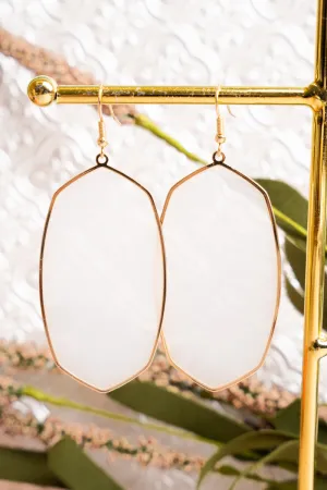 Think It Through White Hexagon Earrings