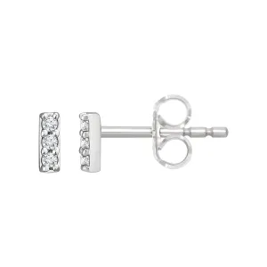 Three Row Diamond Bar Stud Earrings