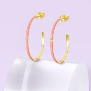 Tickled Pink Diamond Hoop Earrings