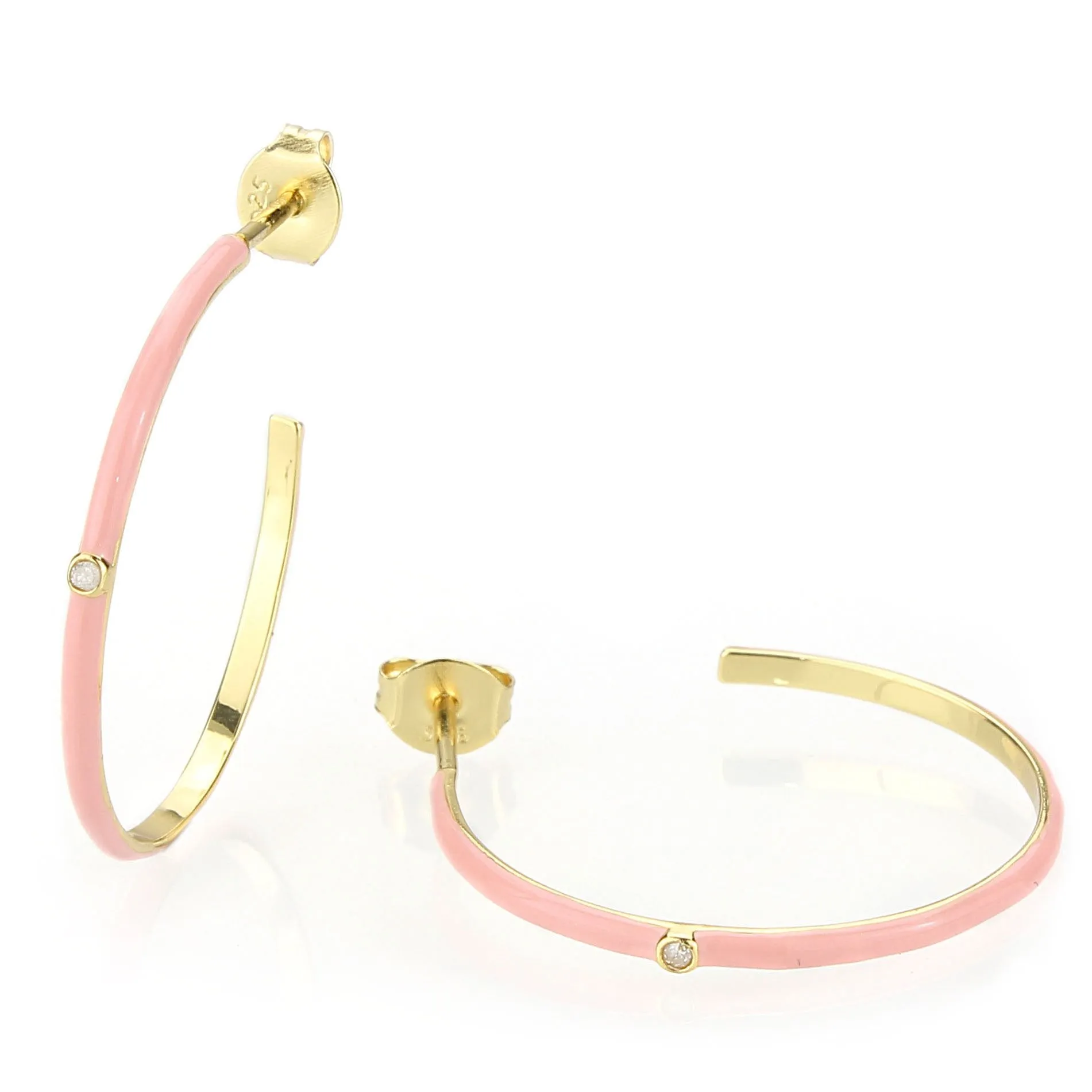 Tickled Pink Diamond Hoop Earrings