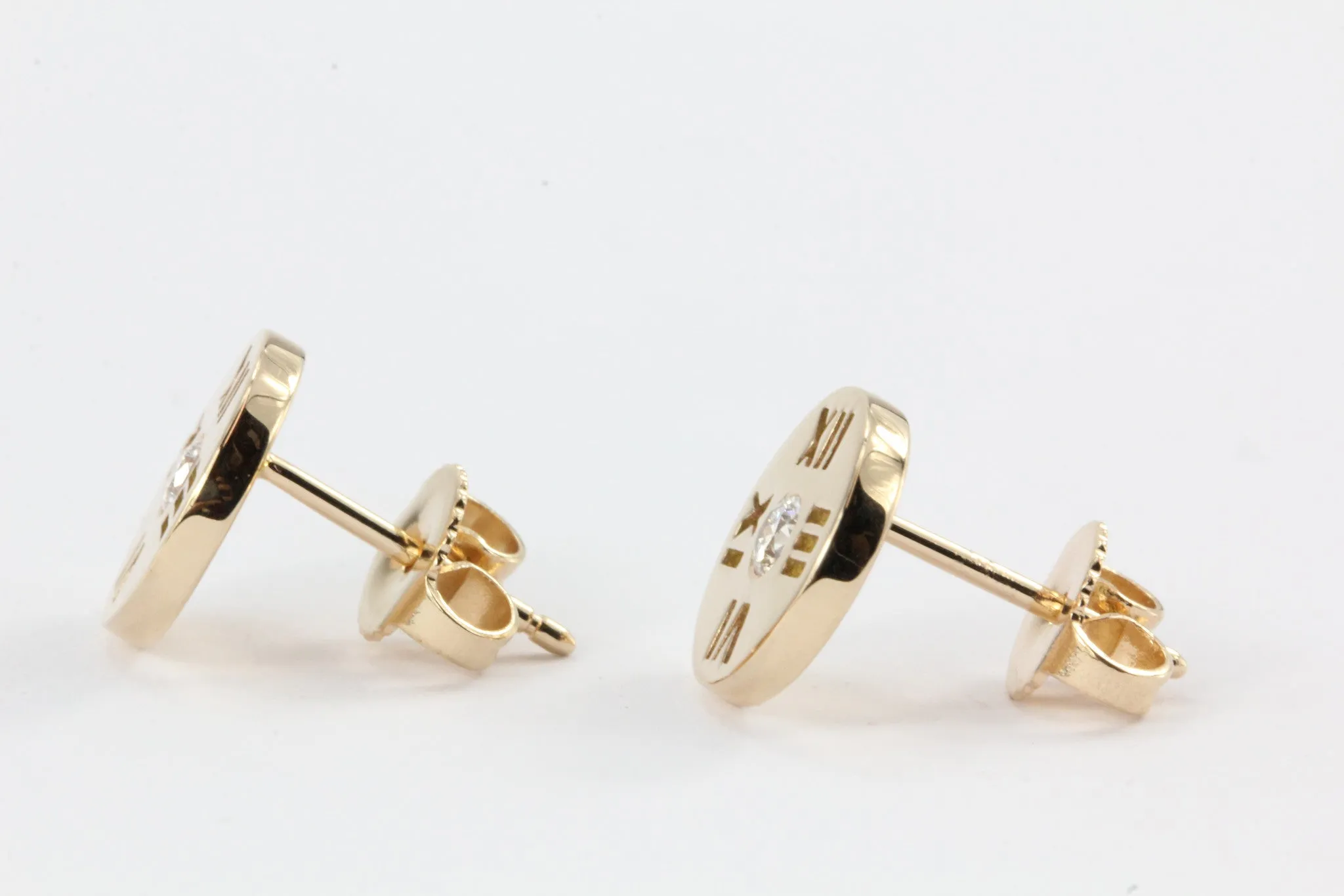 Tiffany 18K Rose Gold Atlas Earrings with Round Brilliant Diamonds