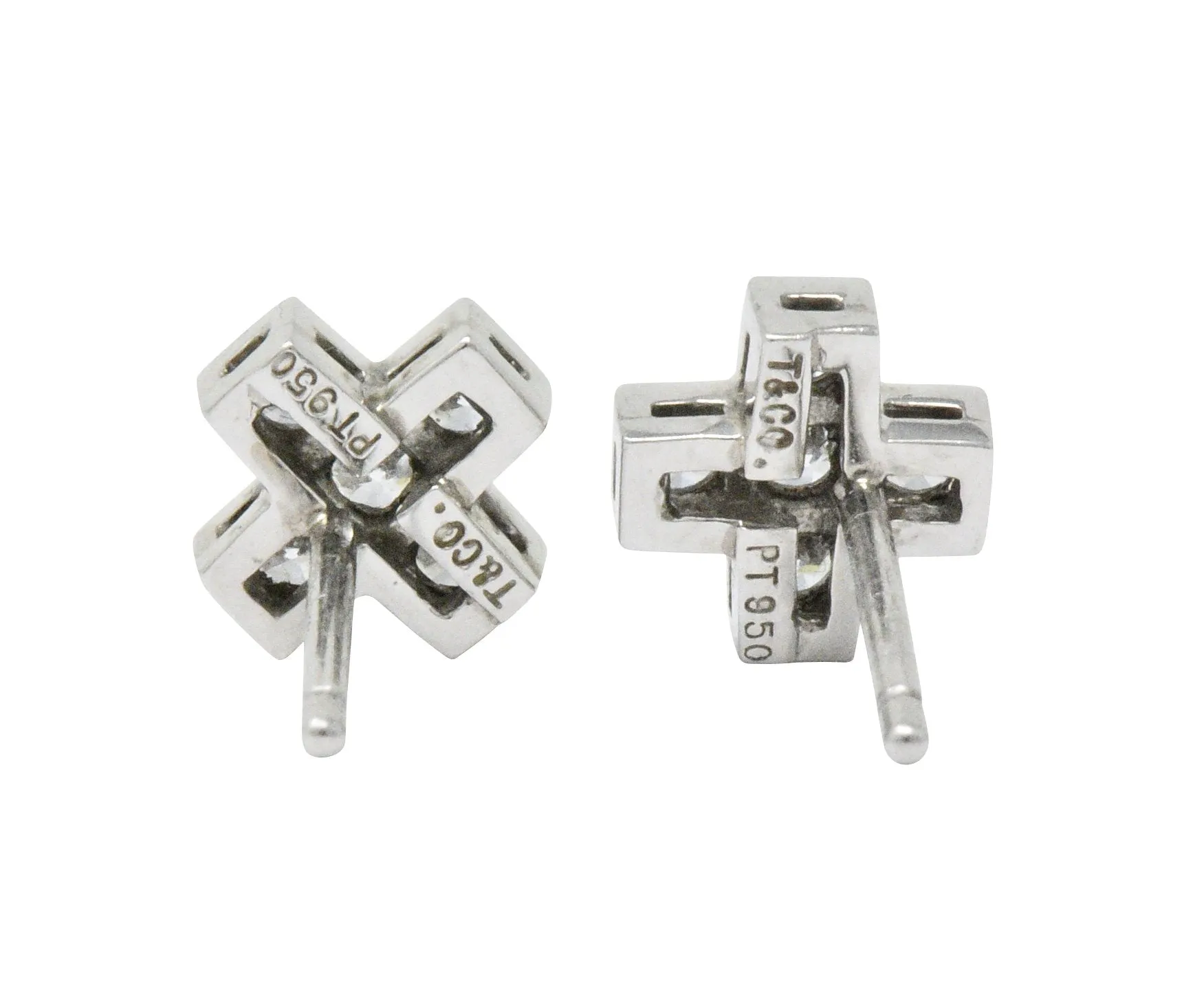 Tiffany & Co. Contemporary 0.30 CTW Diamond Platinum Cruciform Earrings