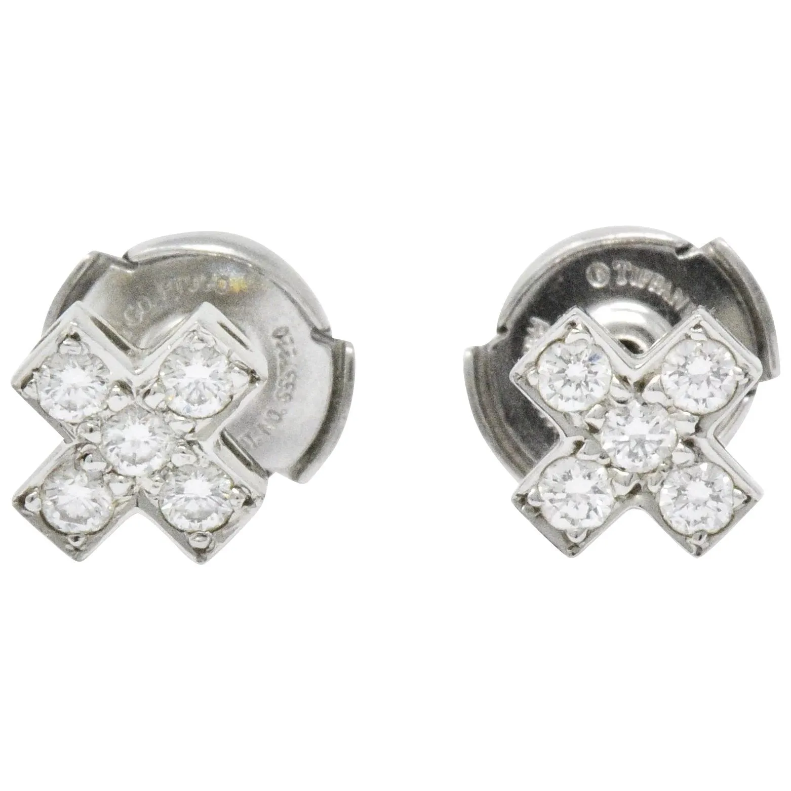 Tiffany & Co. Contemporary 0.30 CTW Diamond Platinum Cruciform Earrings