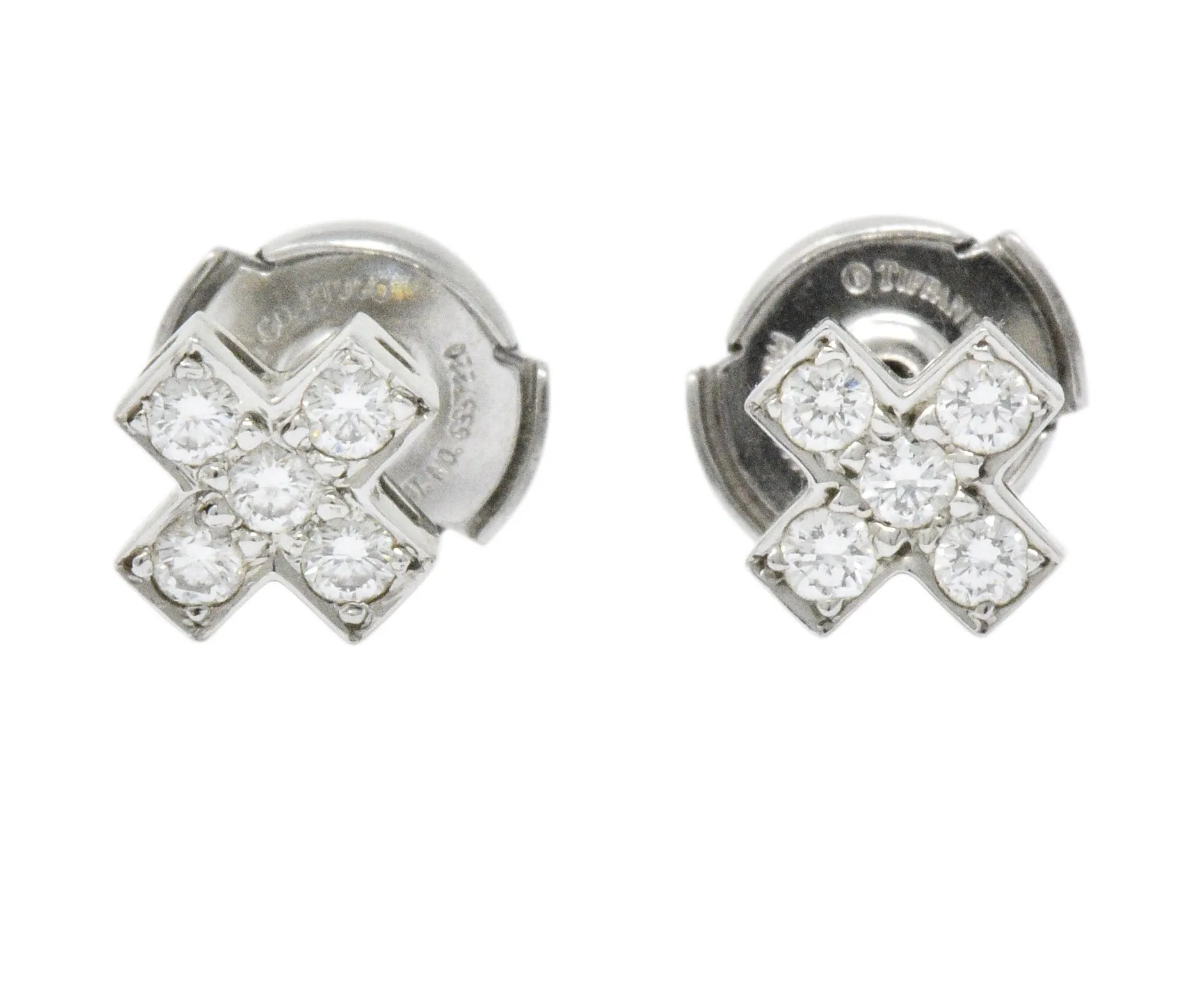 Tiffany & Co. Contemporary 0.30 CTW Diamond Platinum Cruciform Earrings