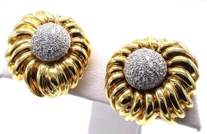 Tiffany & Co Diamond 18 Karat Yellow Gold Ear Clips