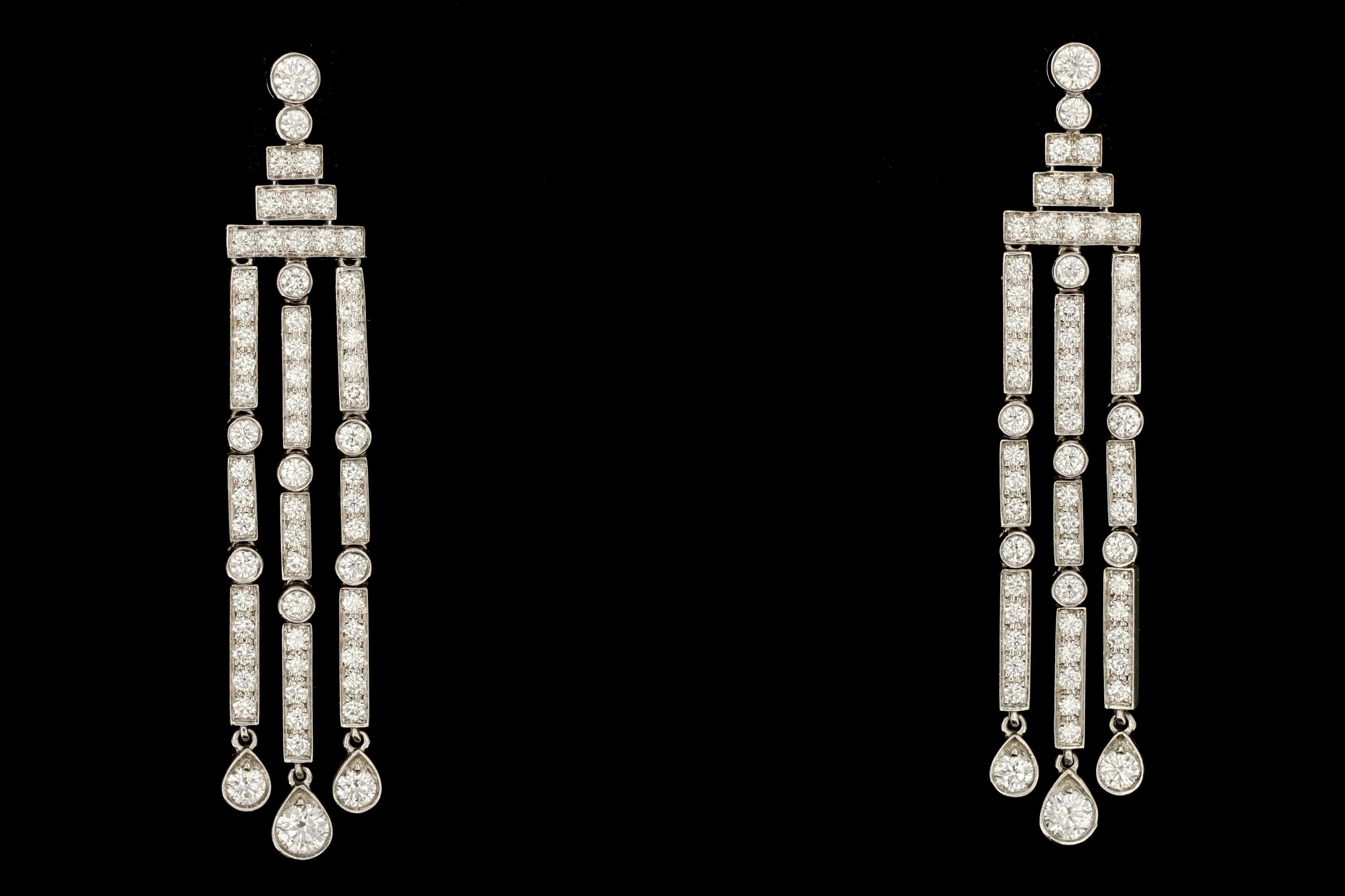 Tiffany & Co Jazz Triple-bar Diamond Drop Earrings in Platinum