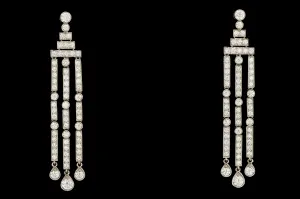 Tiffany & Co Jazz Triple-bar Diamond Drop Earrings in Platinum