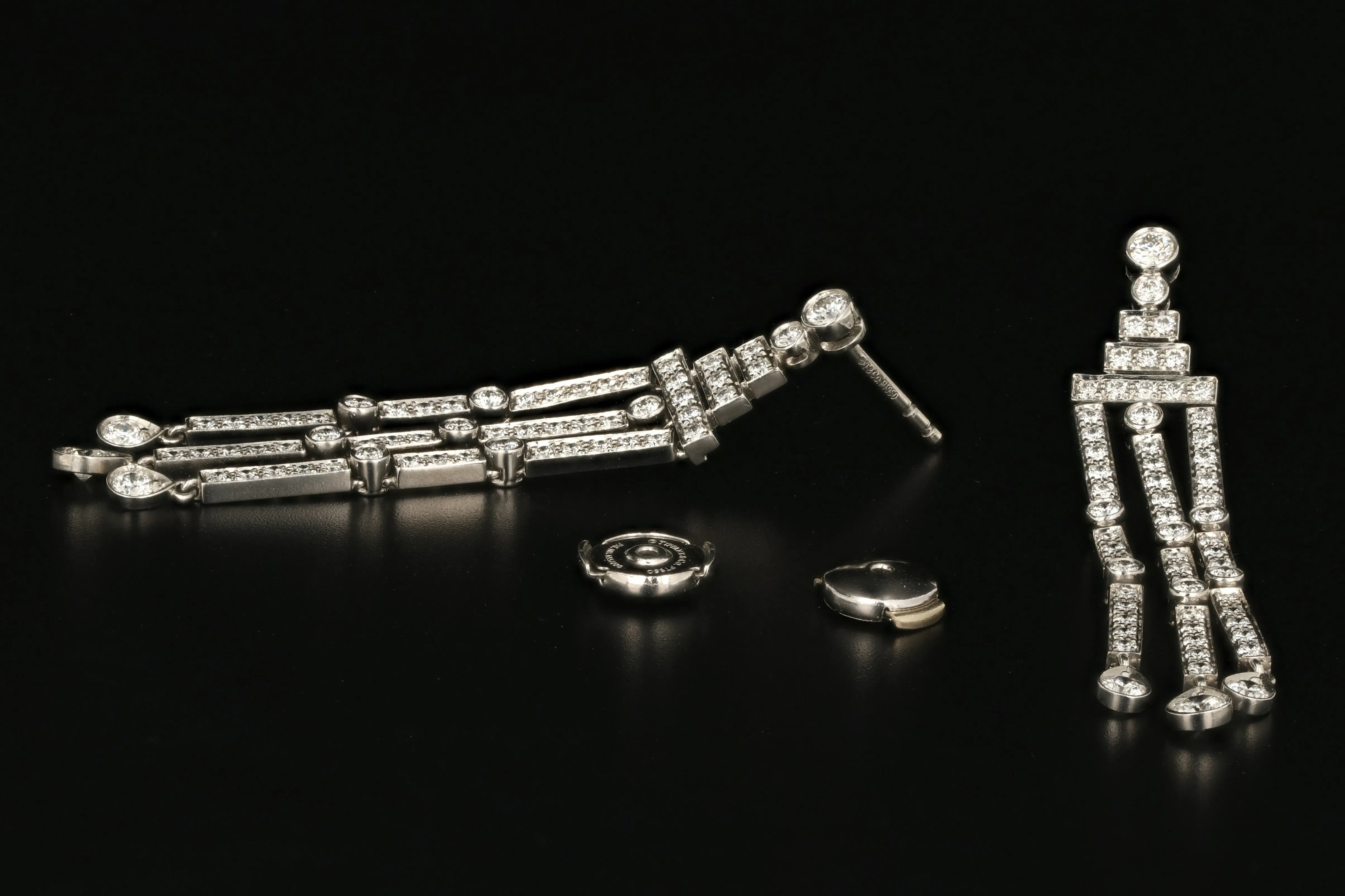 Tiffany & Co Jazz Triple-bar Diamond Drop Earrings in Platinum