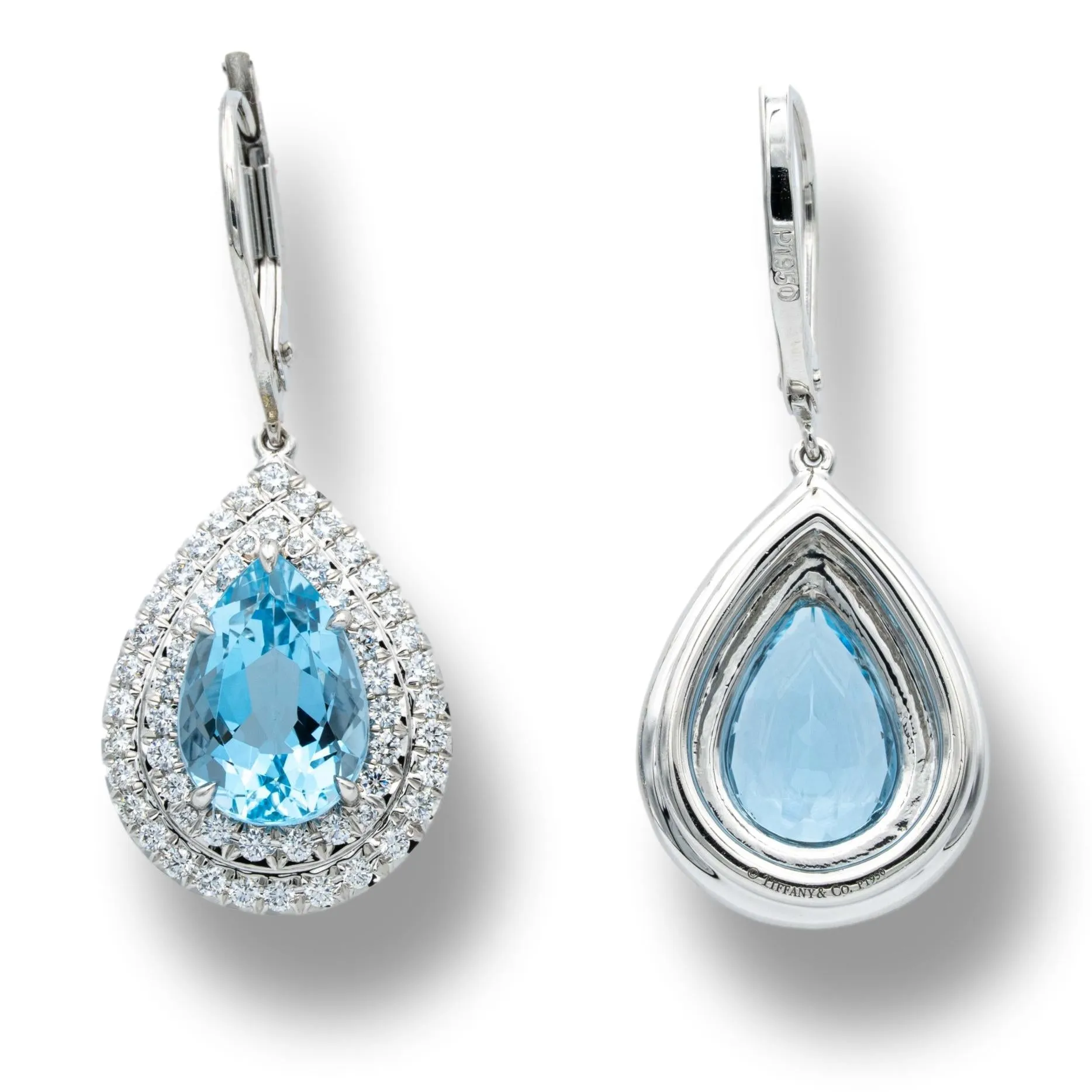 Tiffany & Co. Soleste 3 ct Aquamarine and Diamond Drop Earrings in Platinum